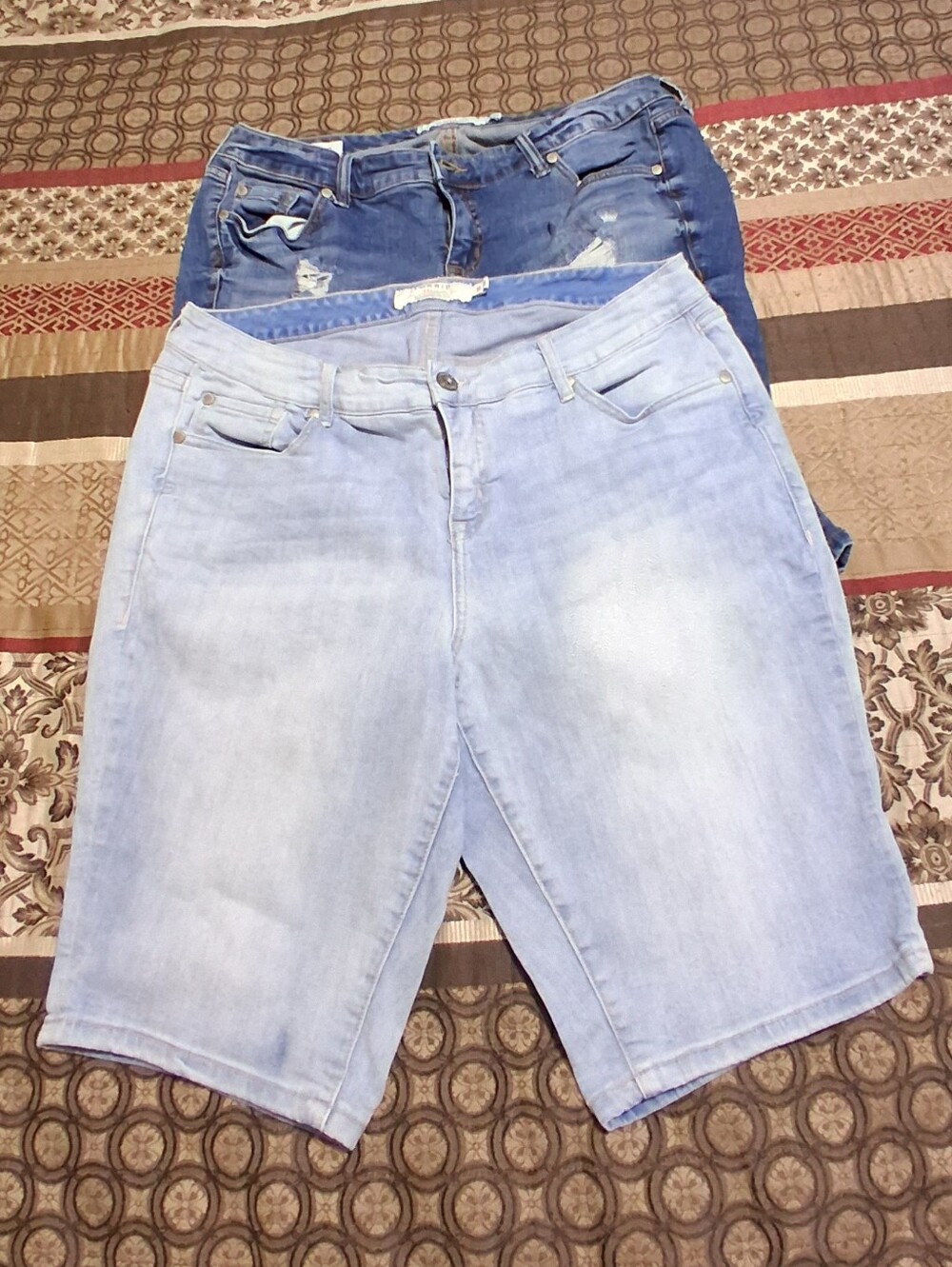 torrid Denim Two Piece Set- Light and Medium Wash Blue Boyfriend Short Summer